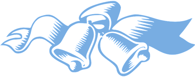 Bells Church Blue Wedding Ribbon Christmas - Blue Wedding Bells Png (680x340)