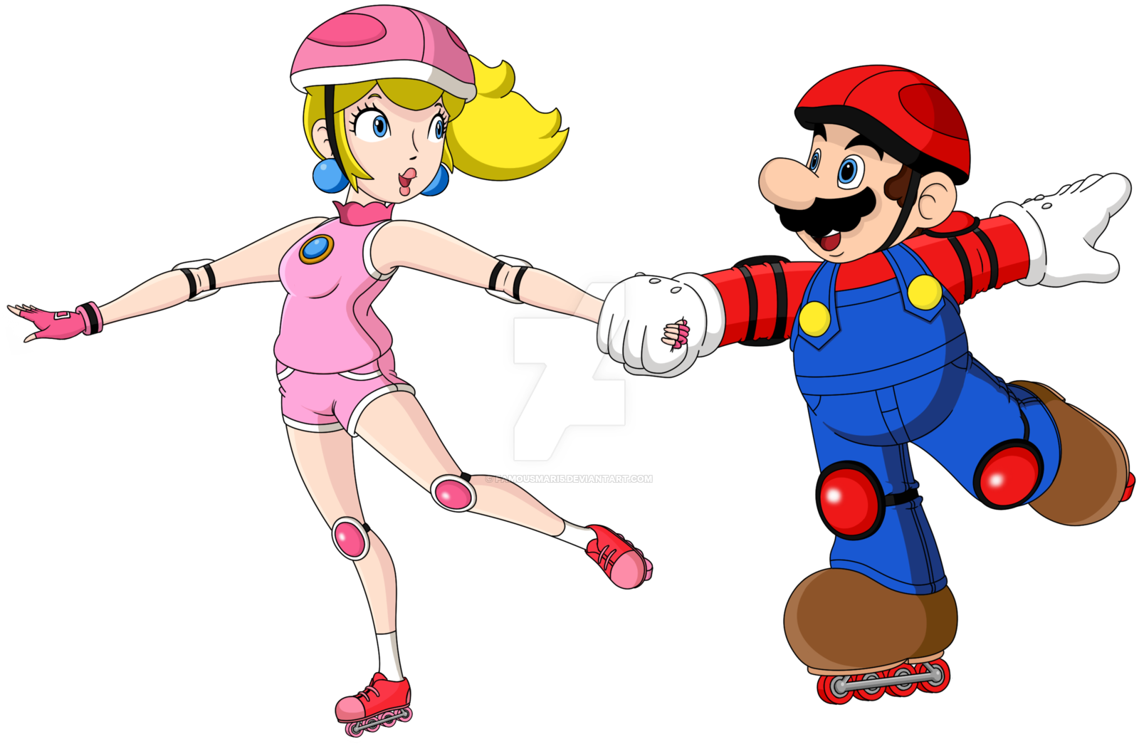 Rollerblade Mario And Peach By Famousmari5 Rollerblade - Cartoon (1600x1045)