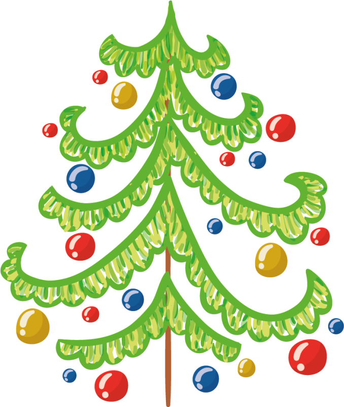 Stickers Sapin De Noël Vert Avec Boules Repositionnable - Christmas Tree (800x800)