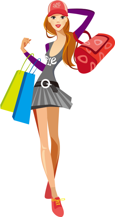 Shopping Fashion Girl Illustration - Shopping Fashion Girl Illustration (689x900)