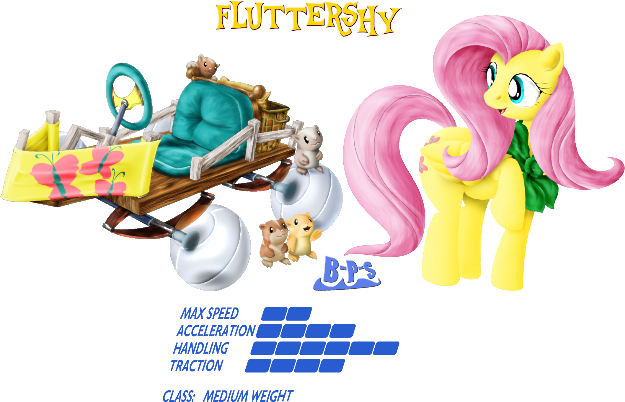 Blue Paint Sea, Fluttershy, Kart Stats, - My Little Pony Mario Kart (2205x1535)