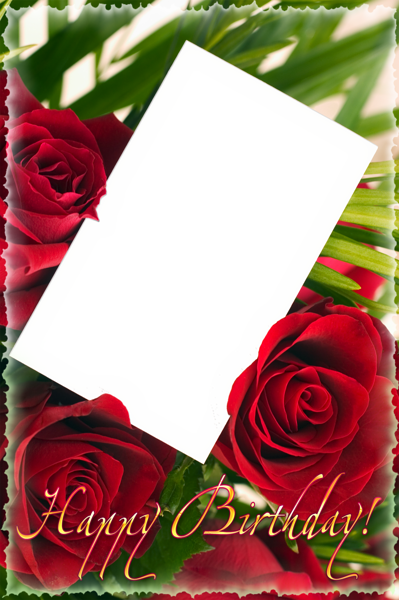 Happy Birthday Png Frame With Roses - Happy Birthday Frame Download (399x600)