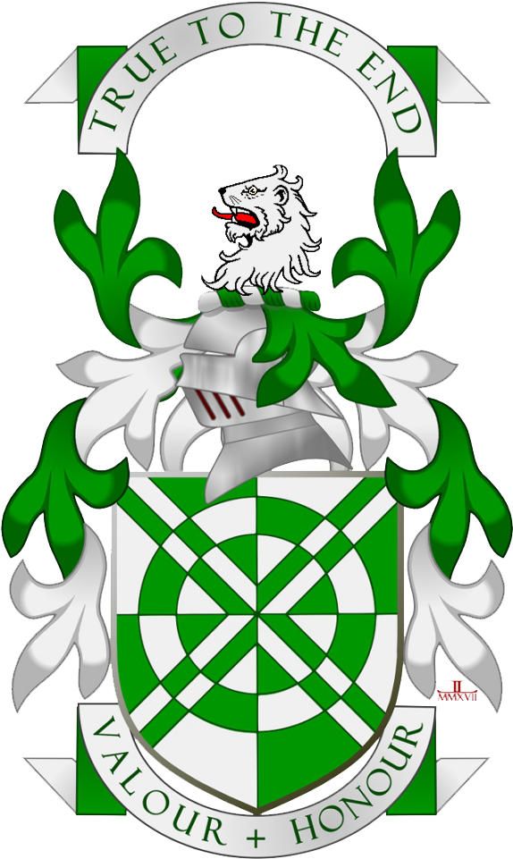 Per Gyrony Vert And Argent A Fillet Saltire Throughout, - Illustration (640x999)