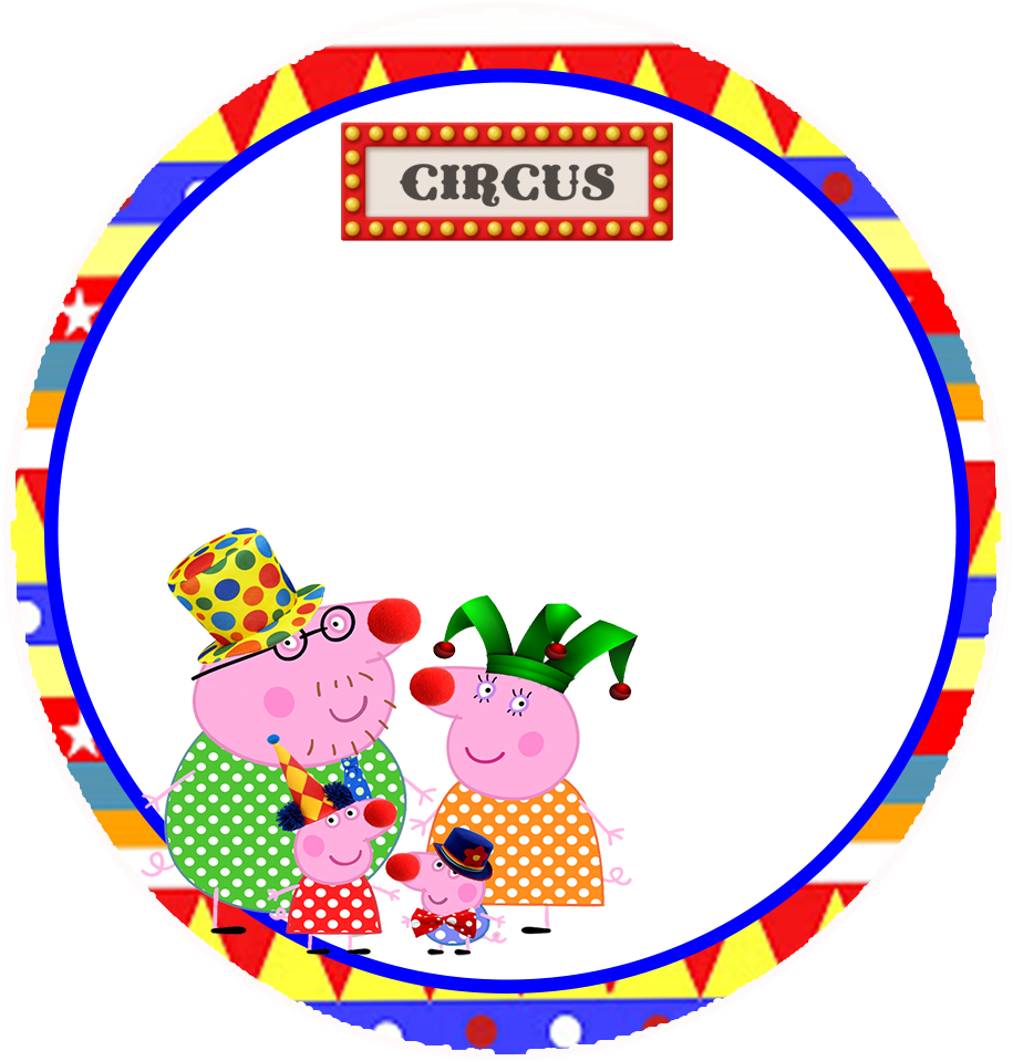 Toppers O Etiquetas De Peppa Pig En El Circo Para Imprimir - Circle (980x980)