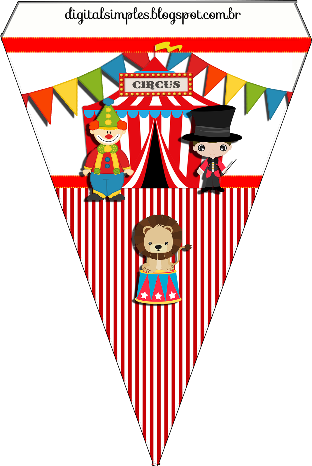 Kit De Personalizados Tema "circo" Para Imprimir - Banderines De Cumpleaños De Circo (1120x1600)