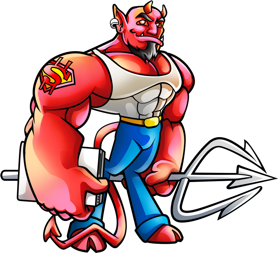 Hell Guy Mascot - Cartoon (1000x910)