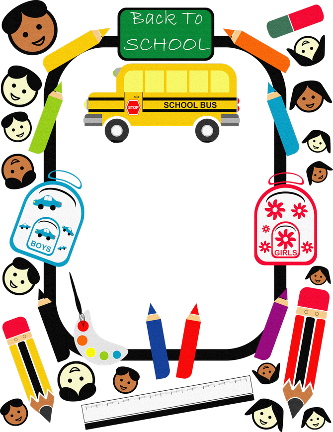 Frame Escolar Png - Ride To School Borders (670x869)