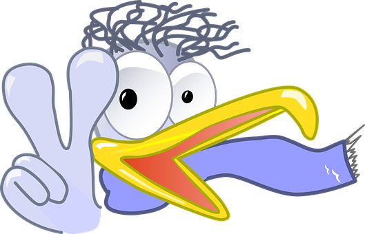 Gull, Openoffice, Otto, Logo, Mascot - Blitzender Cartoon-vogel Das Friedenszeichen Mitteilungskarte (529x340)