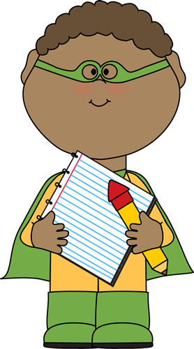 Superhero With Notepad And Pencil - Superhero With Pencil Clipart (278x500)