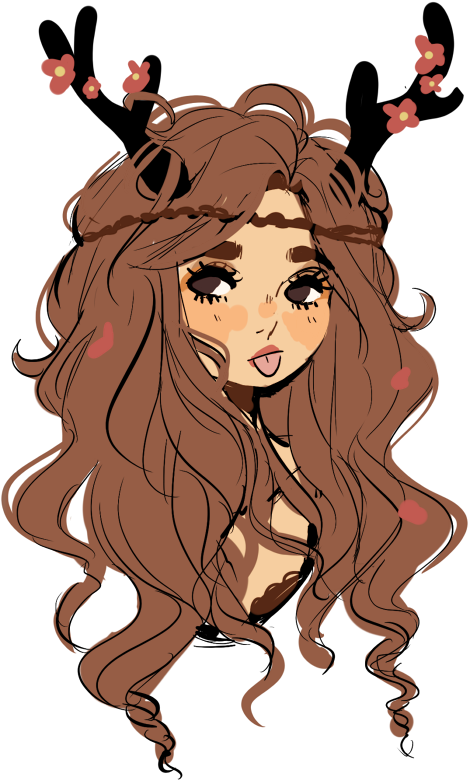 Cartoon Girl With Brown Hair (609x800)