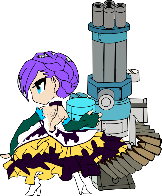 Behold Silver Dot With A Giant Freaking Gatling Gun - Cartoon (538x649)
