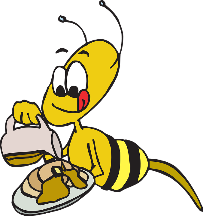 Cartoon Bees Clipart 18, Buy Clip Art - Honey Bee Eating Clipart (676x720)