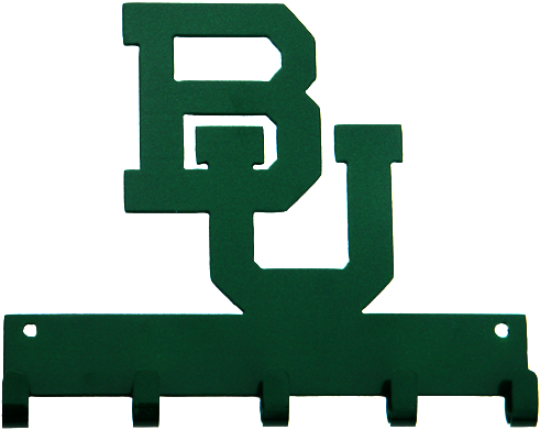 Baylor Bu Logo Green 5 Hook Medal Display Hanger - Baylor University (500x400)