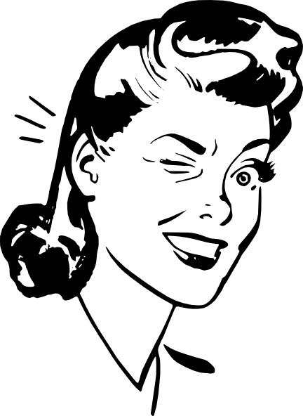 Vintage Woman Winking Clip Art - Vintage Woman Vector Png (432x592)