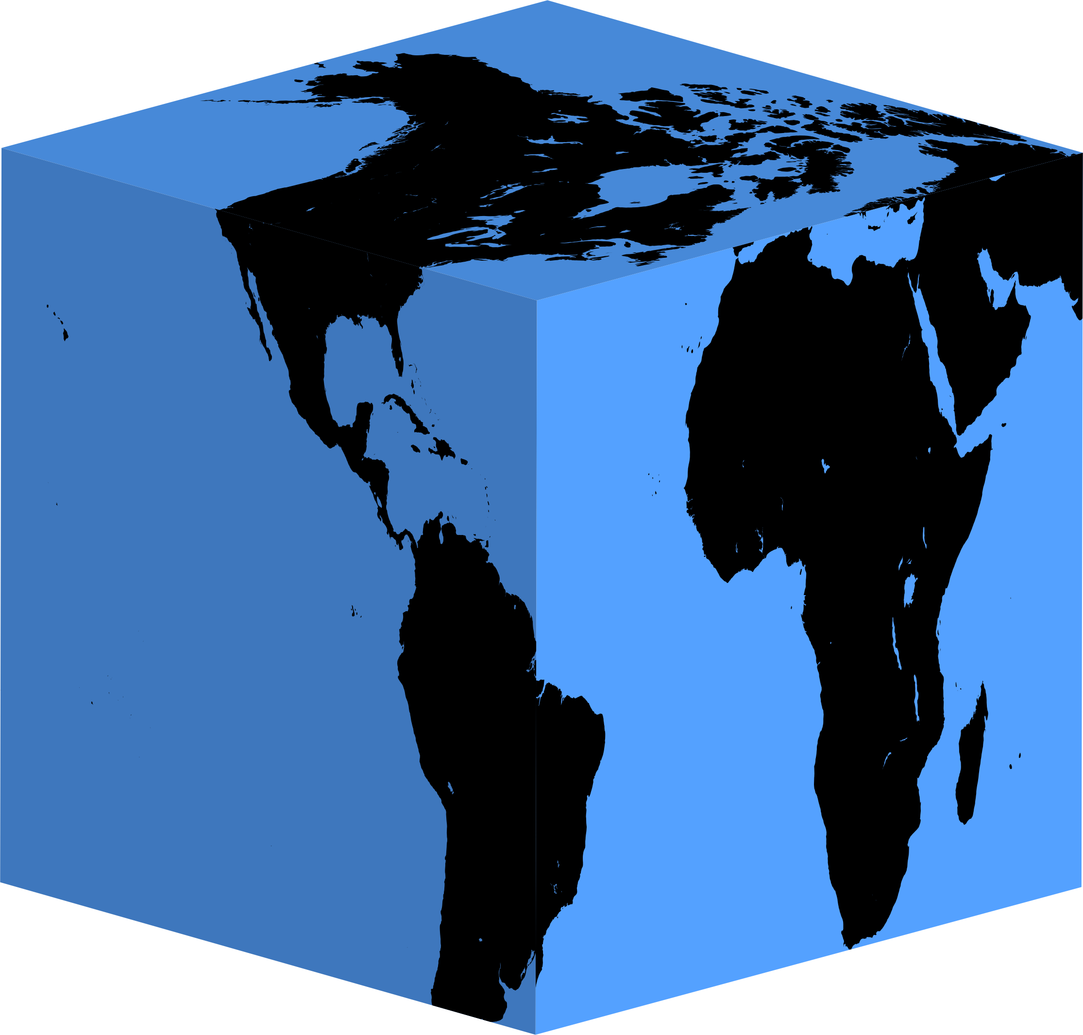 Cube Earth Silhouette - World Map (2230x2132)