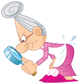 Grandmother Keeping Busy At Home - Cartoon (319x399)