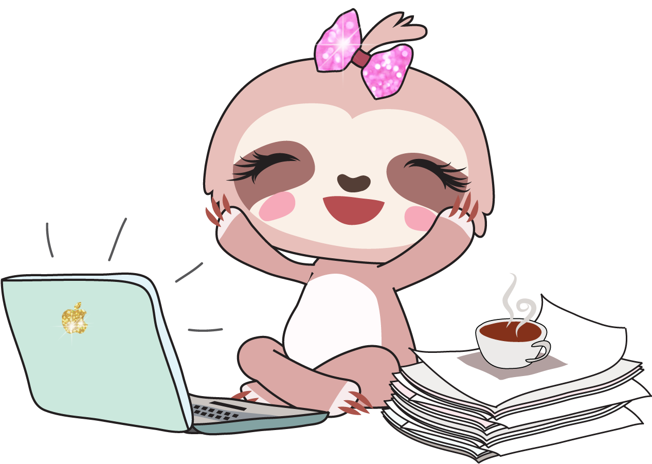 Sadie The Sloth Gettin Stuff Done - Kawaii (1465x1044)