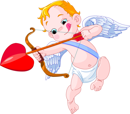 Angel [преобразованный] - Casebee - Valentine's Day Cupid Shooting Heart Print (500x440)