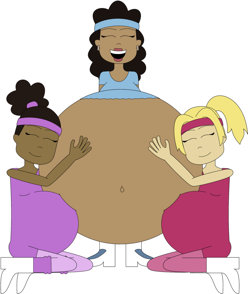 Iliana And Grianna Hug Holly's Belly By Angry-signs - Cartoon (814x981)