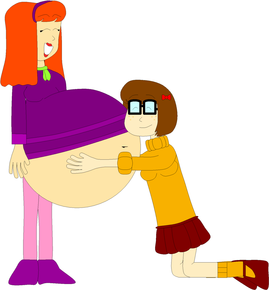 Velma Hugs Daphne's Belly By Angry-signs - Belly Pre Hug Deviantart Pregnant (1024x1068)