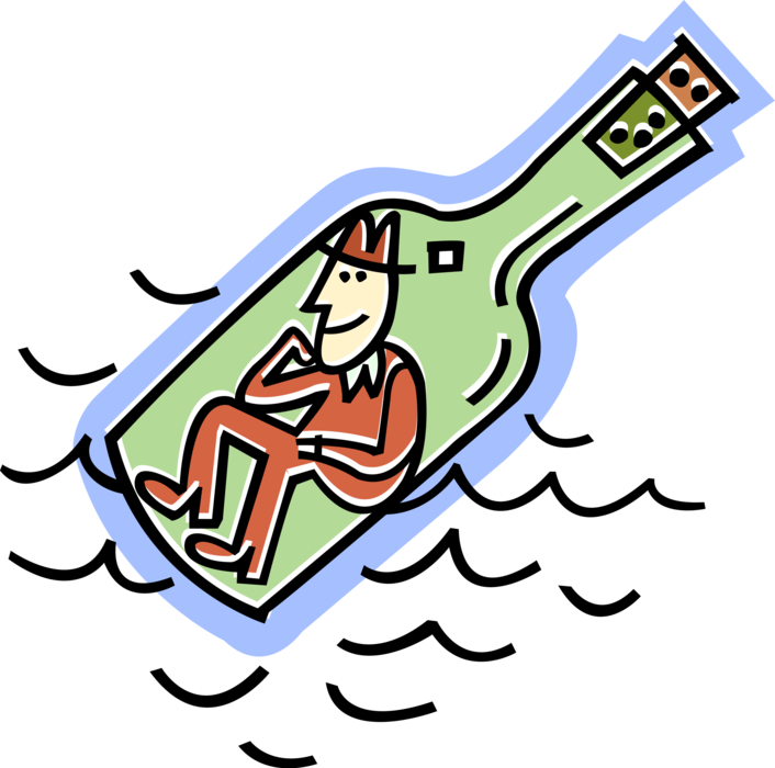 Vector Illustration Of Message In Bottle Metaphor Of - Archi In Legno Lamellare (706x700)