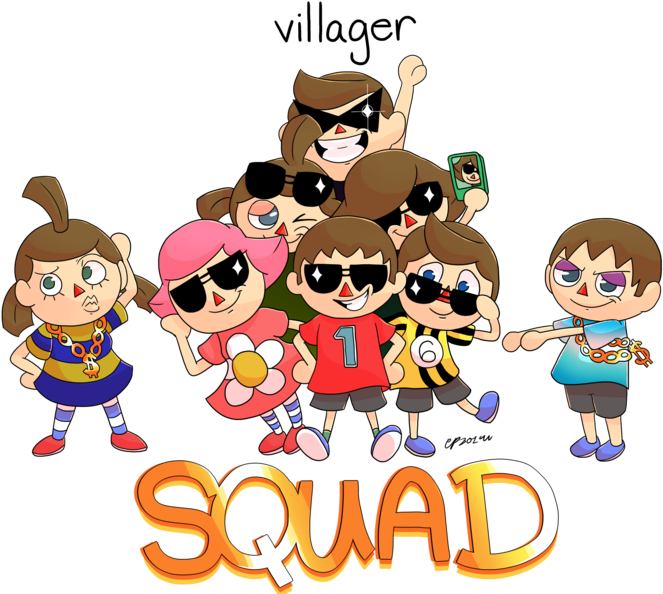 Villagen 0 Squad Super Smash Bros - Animal Crossing Villagers Squad (680x597)