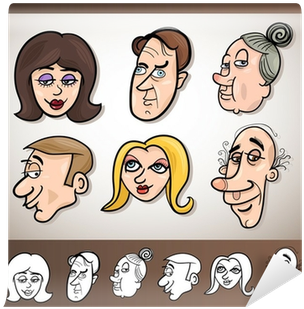Cartoon People Heads Set Illustration Wall Mural • - Historieta De Mujeres (400x400)