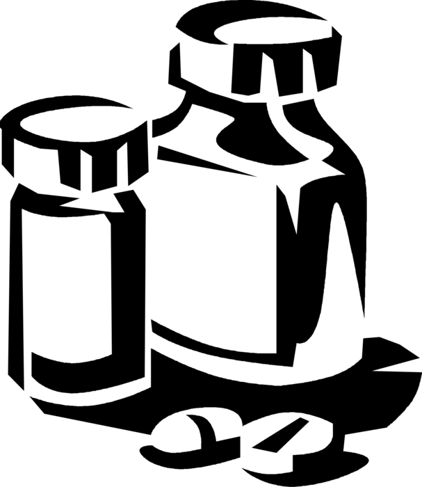 Vector Illustration Of Pharmacy Prescription Medication - Vector Illustration Of Pharmacy Prescription Medication (607x700)
