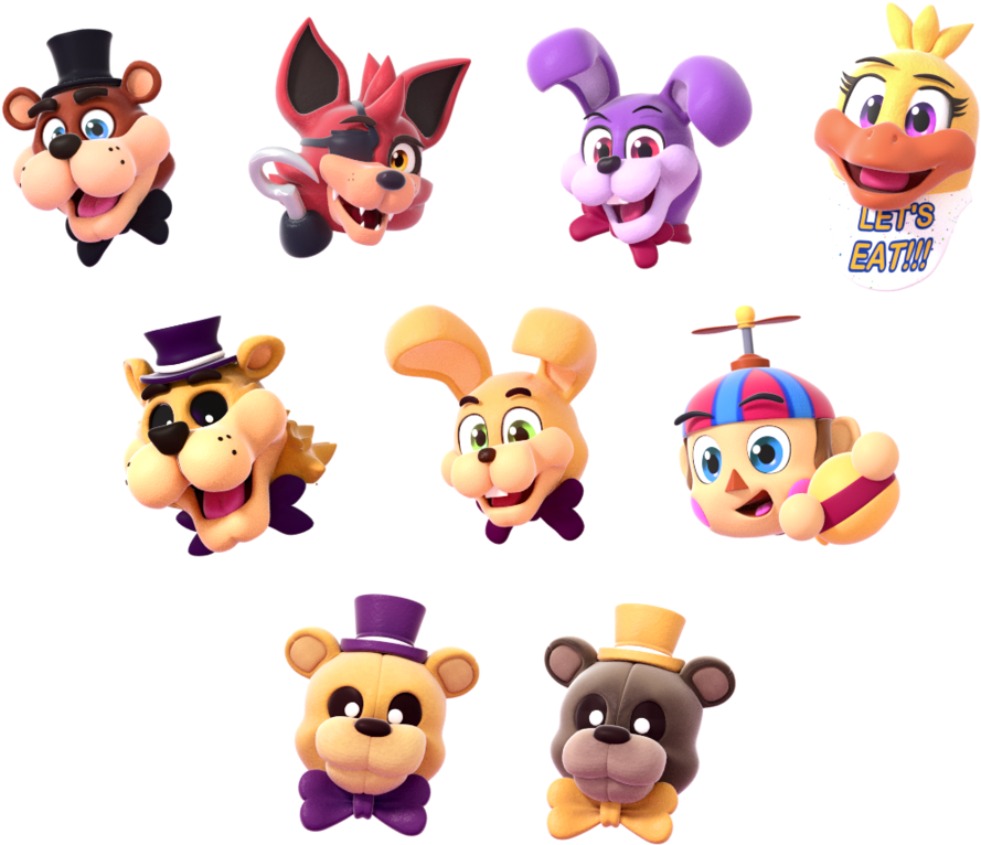 Fnaf World Characters Head (1024x834)