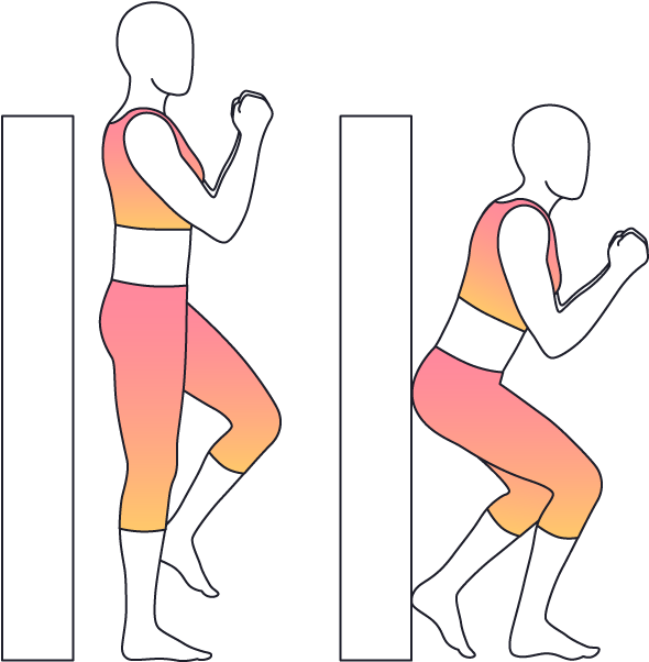 Single Leg Squat Wall Tap - Illustration (640x640)