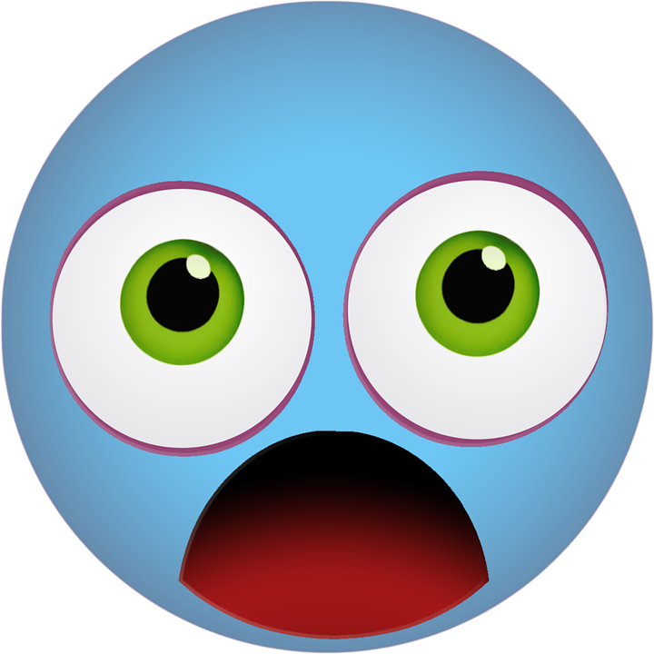 Graphic, Emoticon, Smiley, Scared, Shocked, Blue - Portrait Of A Man (720x720)