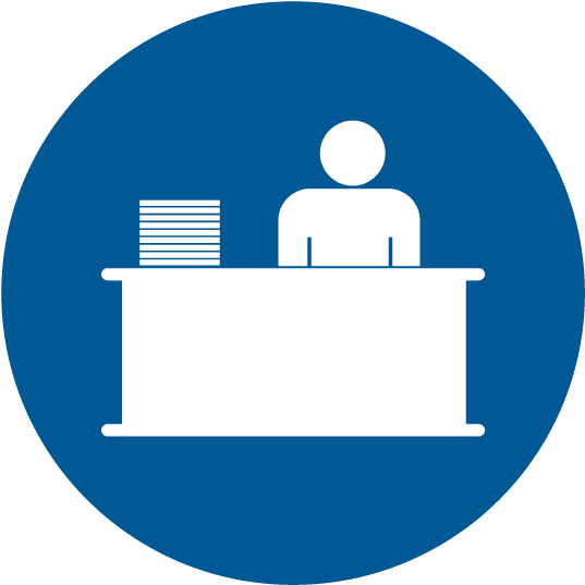 Optimize Front Desk Processes - Work Experience Symbol Blue (604x604)