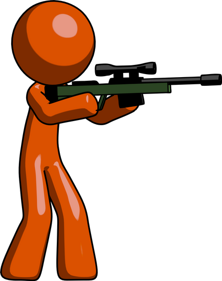 Orange Design Mascot Man - Sniper Rifle (434x550)