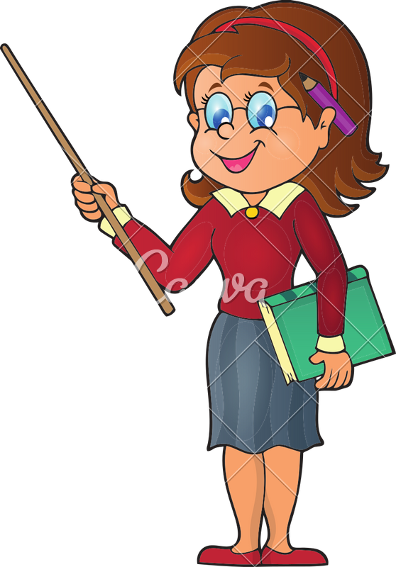 Woman Teacher Icon - Cartoon Teacher Pointing (558x800)