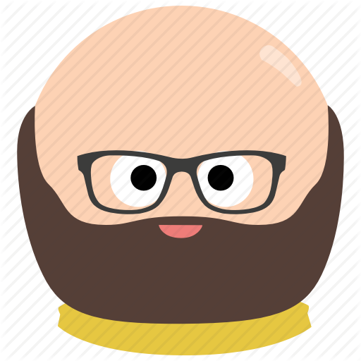 Bald, Beard, Char, Glasses, Male, Man Icon - Cartoon Bald Man Glasses Beard (512x512)