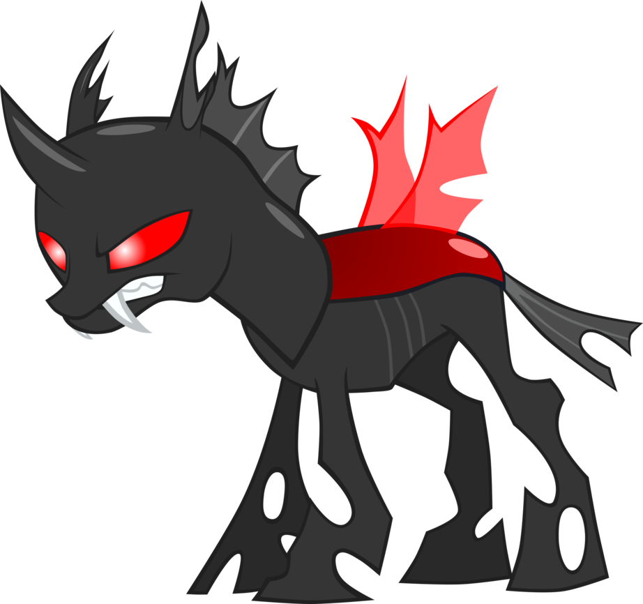 Changeling Oc By Iiicrewsalonian - Black And Red Changeling Mlp (922x866)