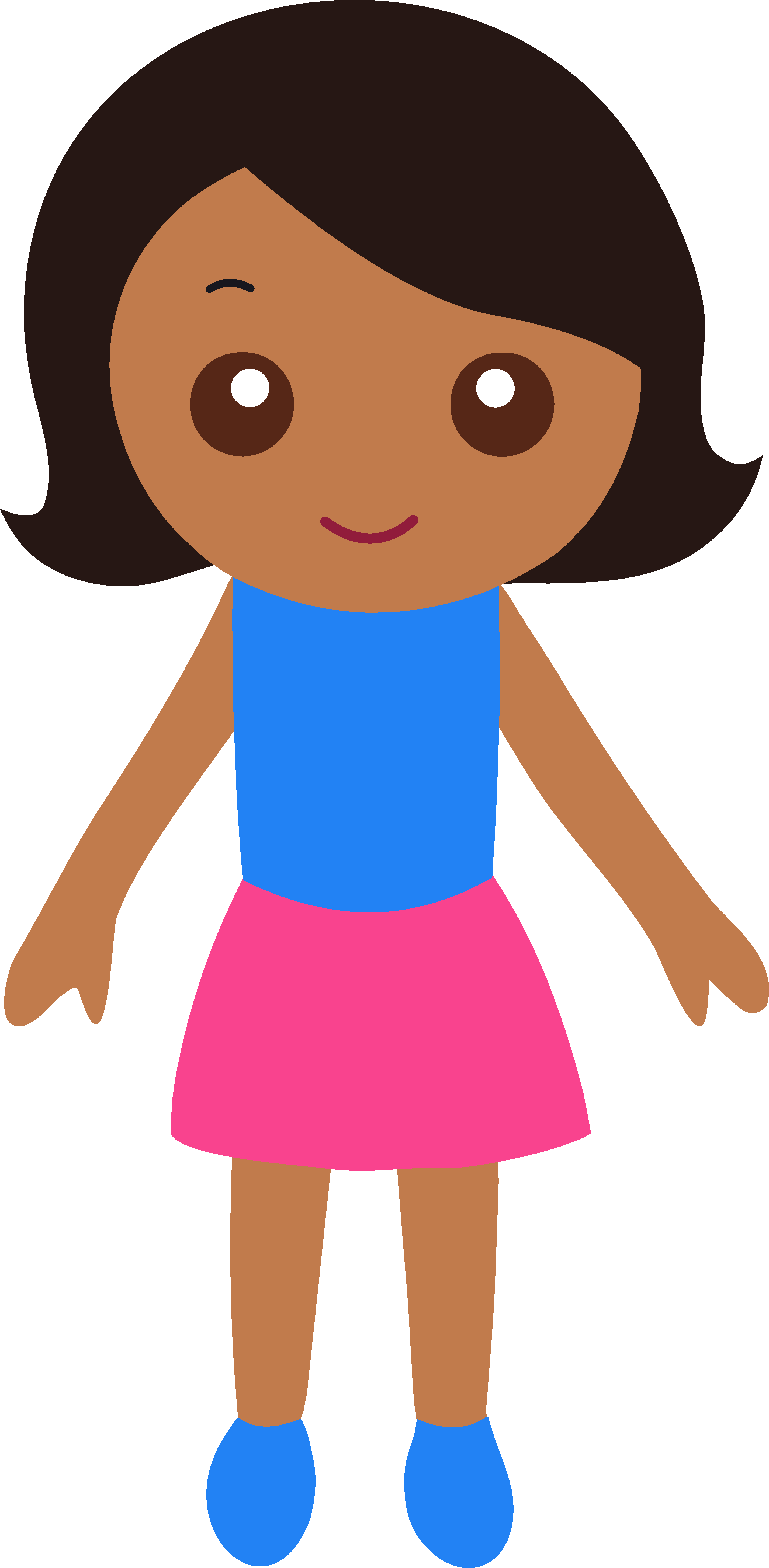 Little Girl With Black Hair Free Clip Art - Black Girl Clip Art (2854x5822)