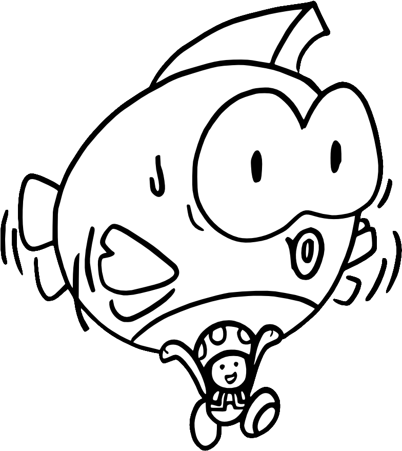 Bnw Toad And Fish By Jamesmantheregenold On Clipart - Mario And Luigi Coloring Pages (850x925)