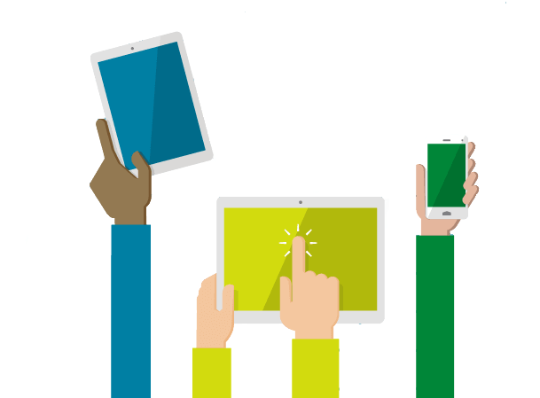 Illustration Of Hands Raising Devices - Illustration (644x450)