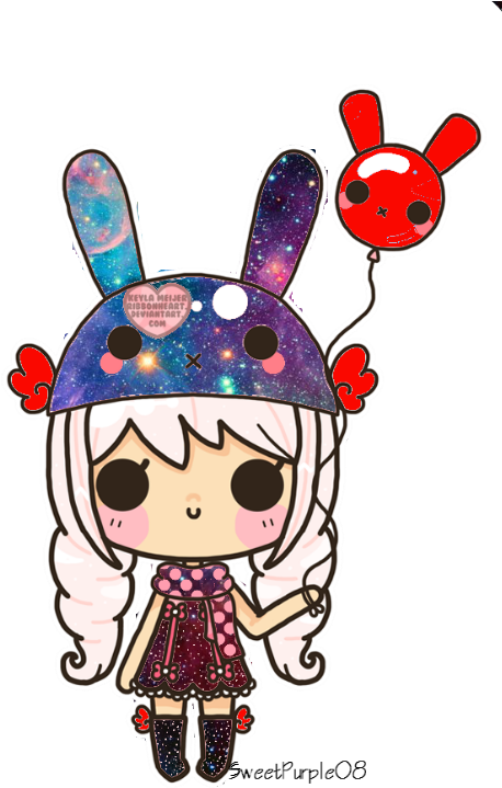 Space Chibi With A Balloon Png By Sweetpurple08 - Chibi Balloon (500x750)