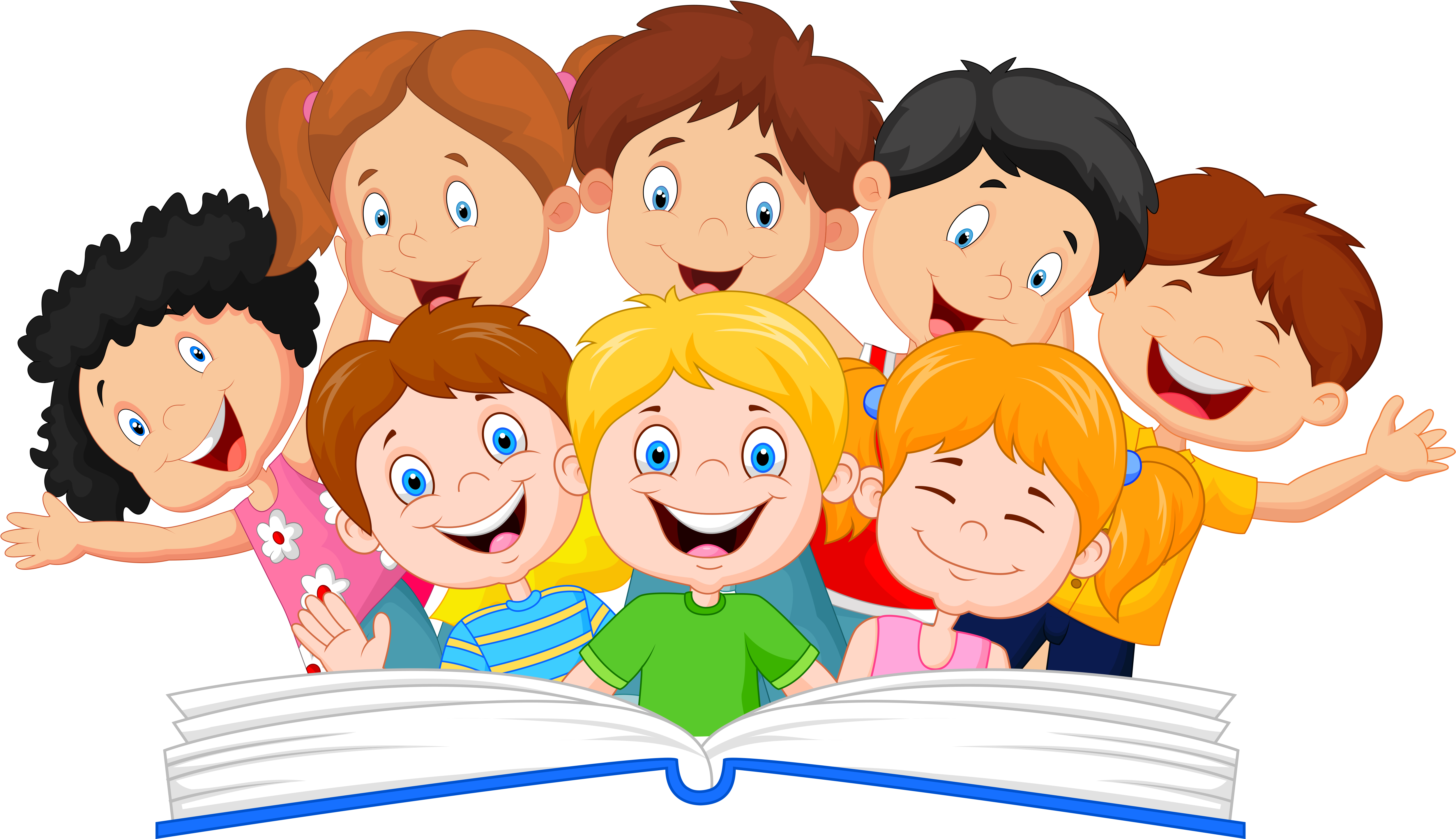 Kids Reading Book Stock Illustrations, Cliparts And - Cartoon Kids Reading (5000x2906)