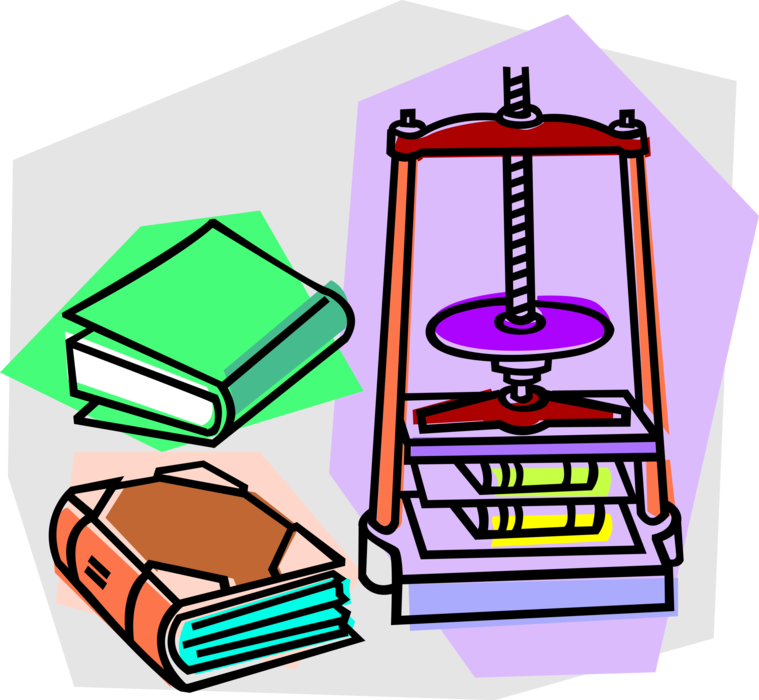 Vector Illustration Of Book Binding Manual Press With - Binding Book Clipart (759x700)