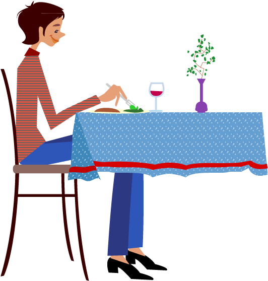 Euclidean Vector Illustration - Comiendo En Un Restaurante Png (592x840)