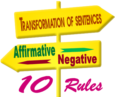Transformation Of Sentences'' In English Grammar Transformation - Transformation Of Sentences Affirmative To Negative (402x339)
