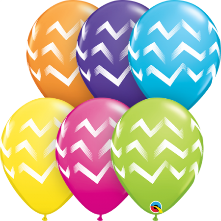 Tropical Chevron Stripes Assorted Balloons-6 Pcs - Chevron Stripes Latex Balloons | 6 Count | 11" | Qualatex (450x450)