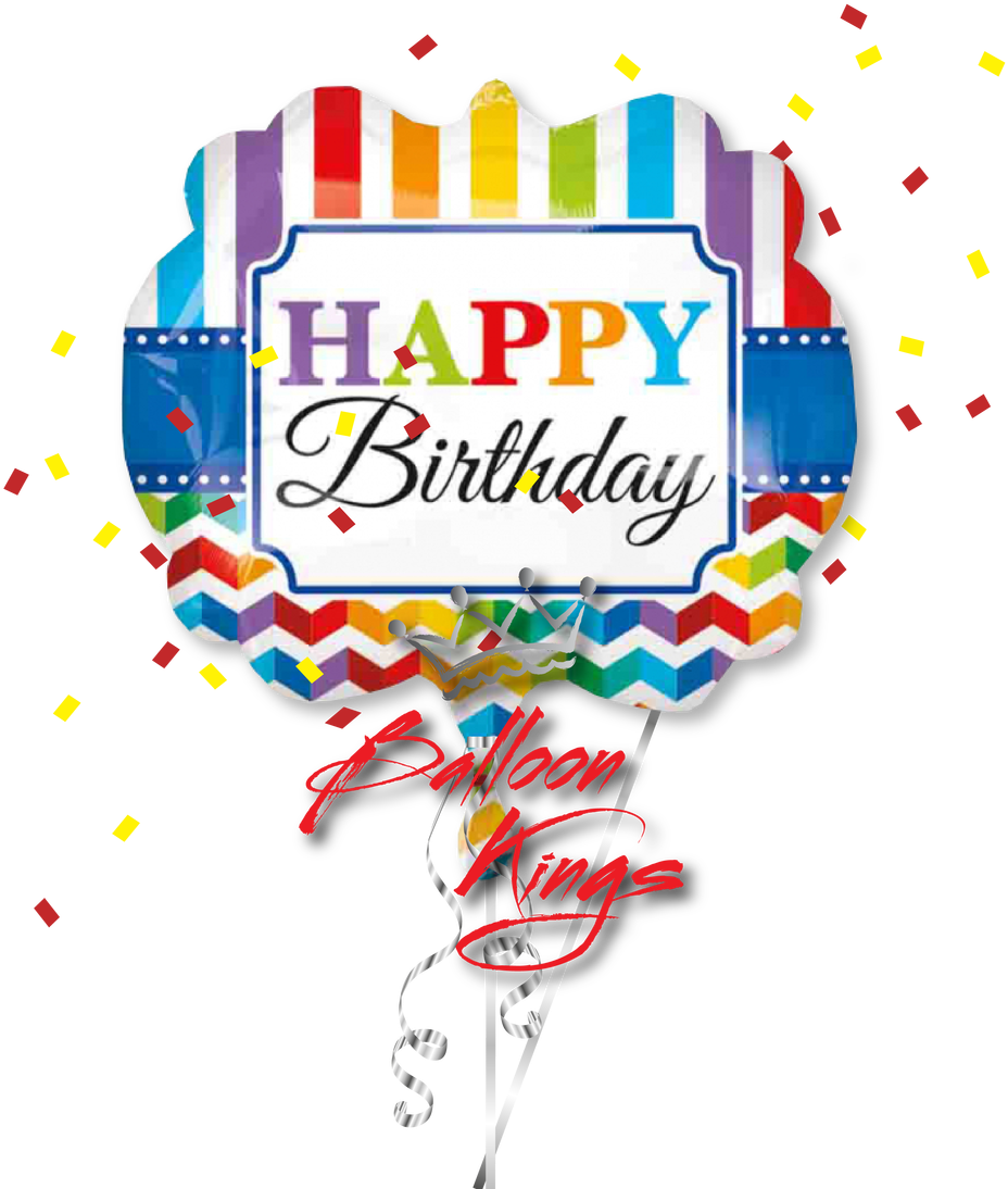 Large Happy Birthday Stripe And Chevron - 25" Happy Birthday Stripe An...