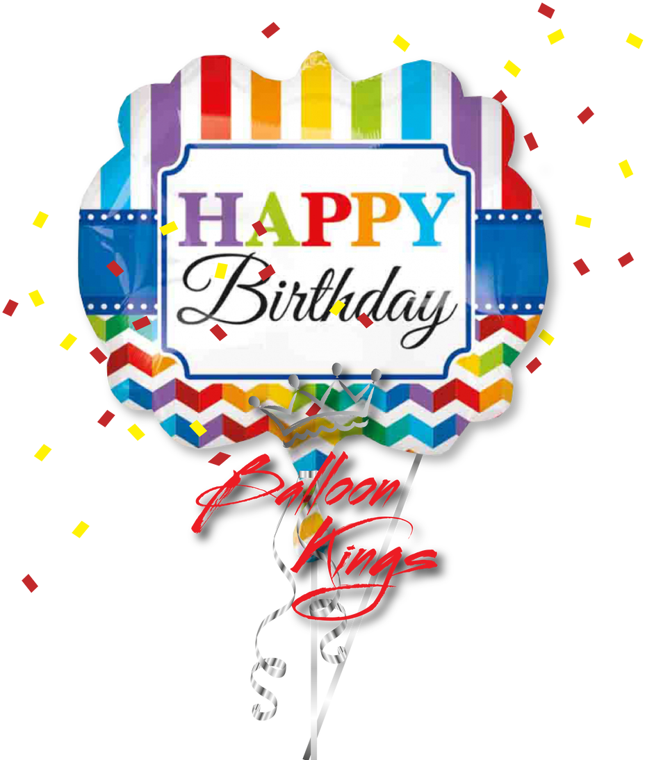 Large Happy Birthday Stripe And Chevron - 25" Happy Birthday Stripe And Chevron Supershape Foil (1280x1280)
