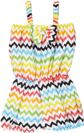 Rainbow Chevron Cinched Waist Romper - Romper Suit (400x480)