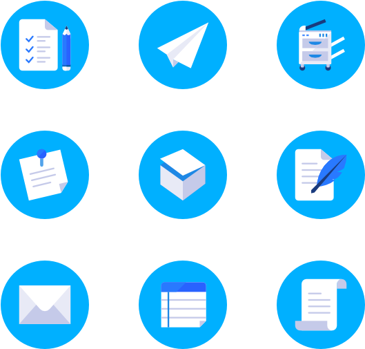 Office 42 Icons - Blue Icons (600x564)
