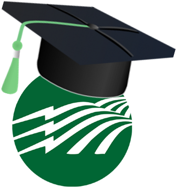 Green Nreca Logo With Black Graduation Cap On Top - National Rural Electric Cooperative Association (404x416)